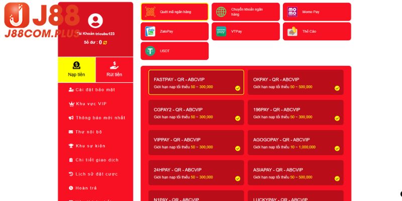 Tìm hiểu những cách nạp tiền J88